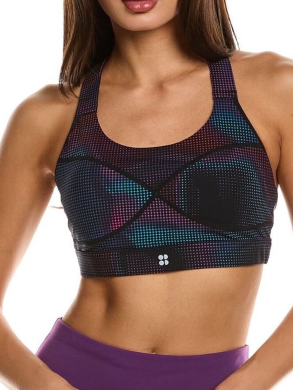 Sweaty Betty XL Power Medium Support 0503 Sports Bra black purple blue pink